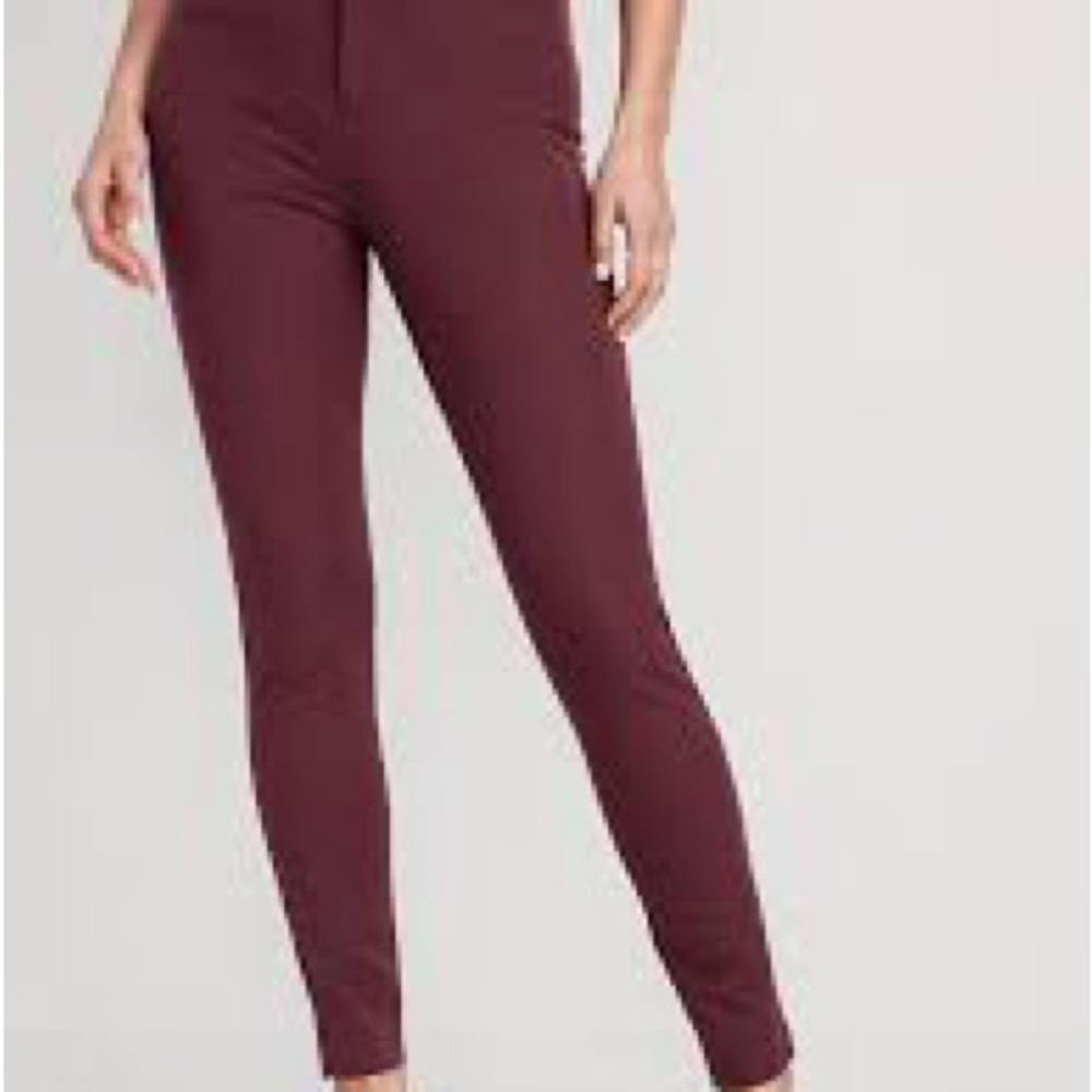 Old Navy Burgundy Cropped Petite Pixie Skinny Ankle Pants